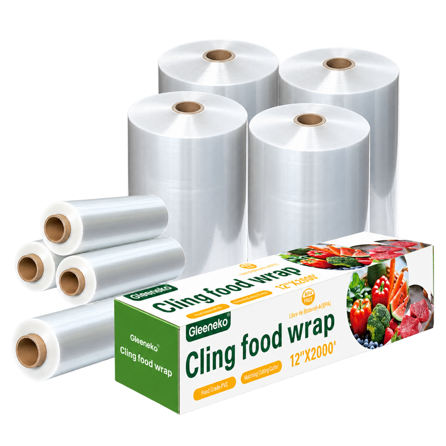 BAYPLUS plastic films and wraps with cling food wrap box, small rolls and large industrial film rolls